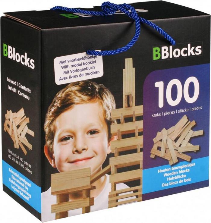 Bblocks bouwplankjes hout 100 stuks